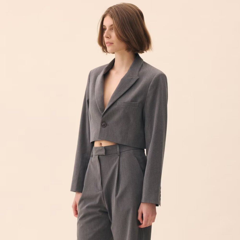 Djerf Avenue Cropped Gray Blazer